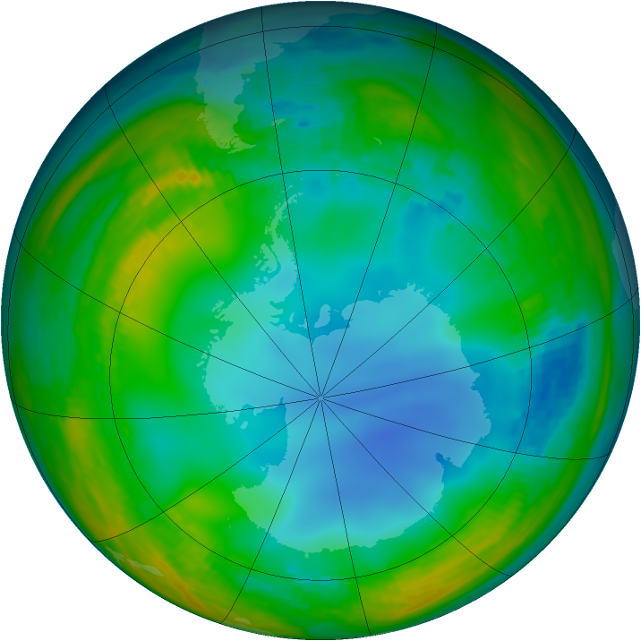 Antarctic ozone map for 10 July 1986